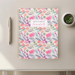 Aquarelle Florale pourpre<br><div class="desc">Carnet de planificateur personnalisé avec motif à fleurs pourpre aquarelle avec nom personnalisé.</div>