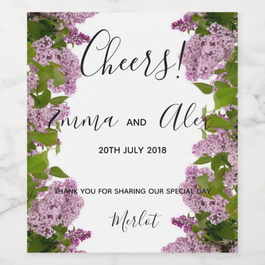 Aquarelle florale pourpre | étiquette de bouteille (Étiquettes simples)