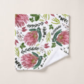 Aquarelle florale Protea Botanique (Gant de toilette)