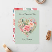 Aquarelle florale Retro Photo Carte Saint-Valentin (Devant/Arrière en situation)