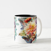 Aquarelle florale retro vintage stille mug (Devant droit)