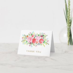 Aquarelle Florale Rose Doré Générique Merci