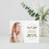Aquarelle florale rose graduation photo invitation (Debout devant)