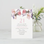 Aquarelle florale rose mignonne 21e Invitation d'a (Debout devant)