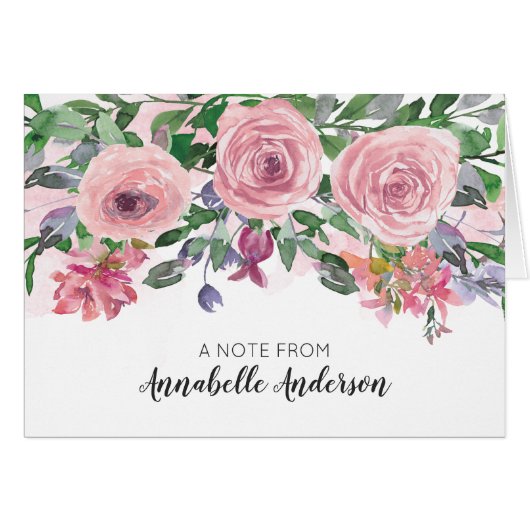Aquarelle florale rose pastel moderne (Devant Horizontal)