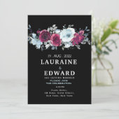 Aquarelle florale rose pivoine noire invitation (Debout devant)