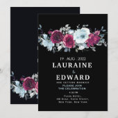 Aquarelle florale rose pivoine noire invitation (Devant / Derrière)