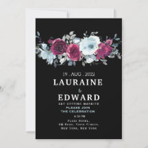 Aquarelle florale rose pivoine noire invitation