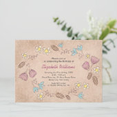 Aquarelle florale rustique Invitation d'anniversai (Debout devant)