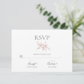Aquarelle florale Script Pastel Mariage rose RSVP (Debout devant)