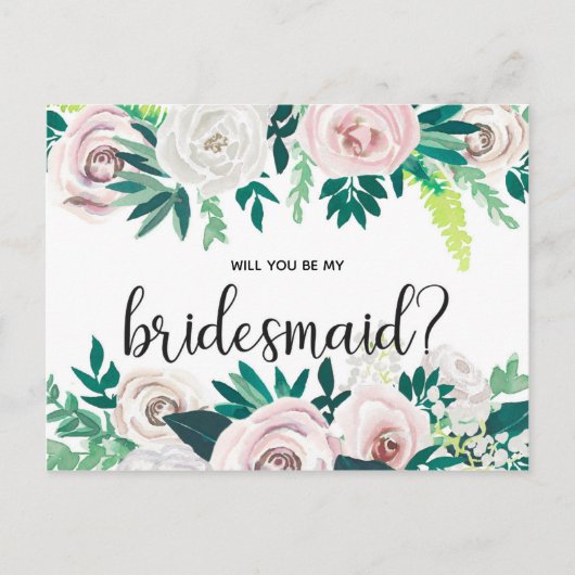 Aquarelle Florale Serez-Vous Ma Carte D'Épouse (Devant)