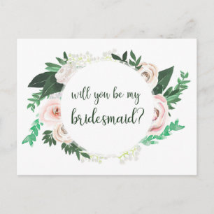 Aquarelle Florale Serez-Vous Ma Carte D'Épouse