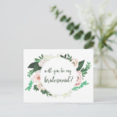 Aquarelle Florale Serez-Vous Ma Carte D'Épouse (Debout devant)