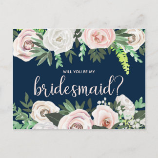 Aquarelle Florale Serez-Vous Ma Carte D'Épouse