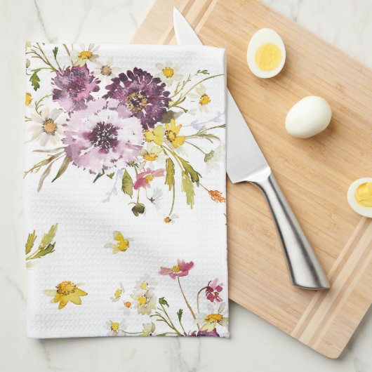 Aquarelle Florale Serviette de cuisine (Quart Plié)