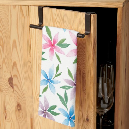Aquarelle Florale Serviette de cuisine (Pliage en tiers)
