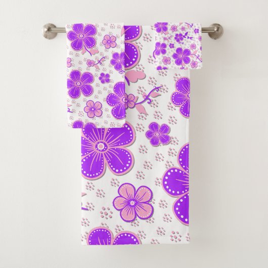 Aquarelle florale simple impression violet et rose (En situation)