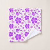 Aquarelle florale simple impression violet et rose (Gant de toilette)