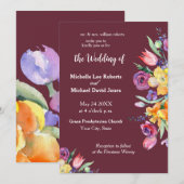 Aquarelle florale sur la Faire-part de mariage Bou (Devant / Derrière)