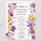 Aquarelle florale sur le programme de mariage blan (Devant / Derrière)