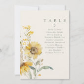 Aquarelle Florale Tournesol Mariage Cartes de tabl (Devant)
