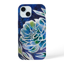 Aquarelle florale Turquoise bleu Dahlia Navy