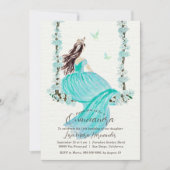 Aquarelle florale turquoise Quinceañera Invitation (Devant)