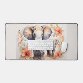 Aquarelle florale unique mère et enfant éléphant (Clavier et souris)