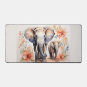 Aquarelle florale unique mère et enfant éléphant (Recto)