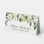 Aquarelle Florale Vert Nom blanc Signe (Verso)