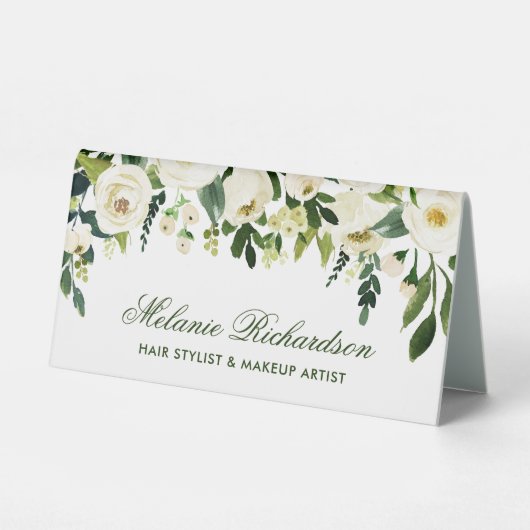 Aquarelle Florale Vert Nom blanc Signe (Verso)