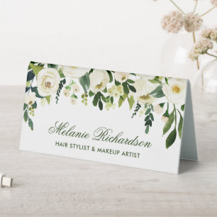Aquarelle Florale Vert Nom blanc Signe