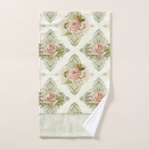 Aquarelle florale Vintage de couleur rose Damas