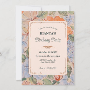 Aquarelle florale vintage Invitation Anniversaire