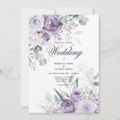Aquarelle Florale violet Faire-part de mariage mod (Devant)