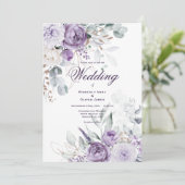 Aquarelle Florale violet Faire-part de mariage mod (Debout devant)