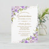 Aquarelle Florale violet or Quinceanera Invitation (Debout devant)