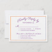 Aquarelle Florale violet orange RSVP Option de rep (Dos)