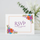 Aquarelle Florale violet orange RSVP Option de rep (Debout devant)