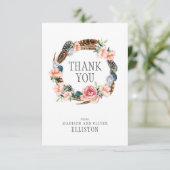 Aquarelle Florale Wreath avec plumes | MERCI (Debout devant)