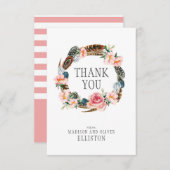 Aquarelle Florale Wreath avec plumes | MERCI (Devant / Derrière)