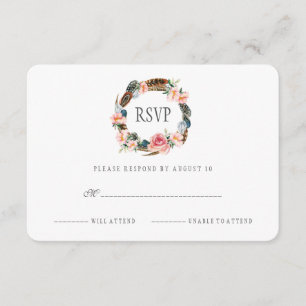 Aquarelle Florale Wreath avec plumes   RSVP