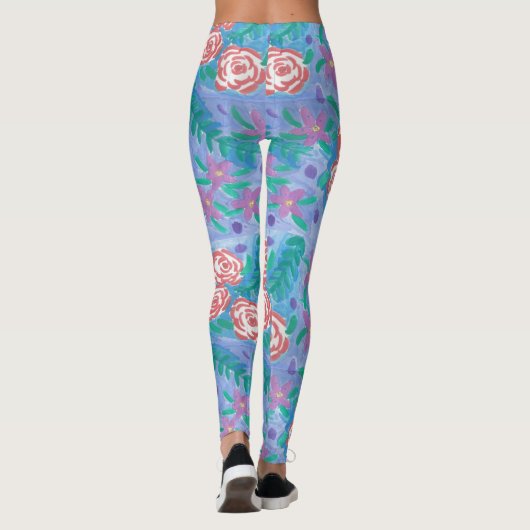 Aquarelle Flore Pattern Leggings (Dos)