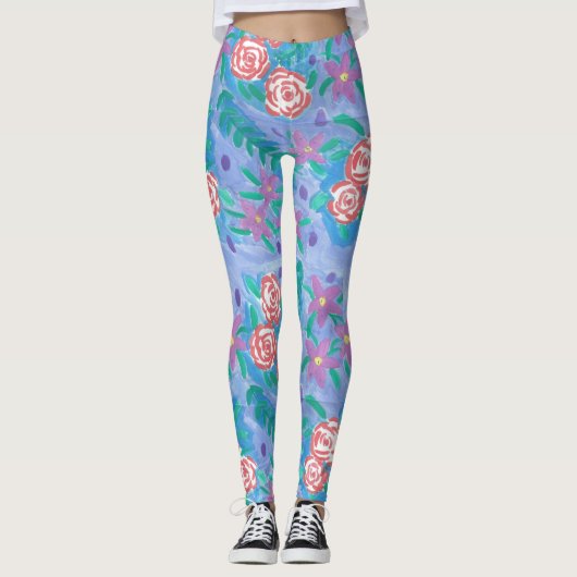 Aquarelle Flore Pattern Leggings (Devant)