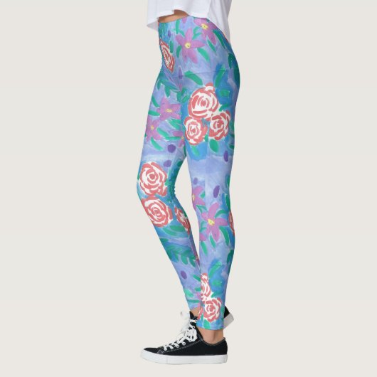 Aquarelle Flore Pattern Leggings (Gauche)