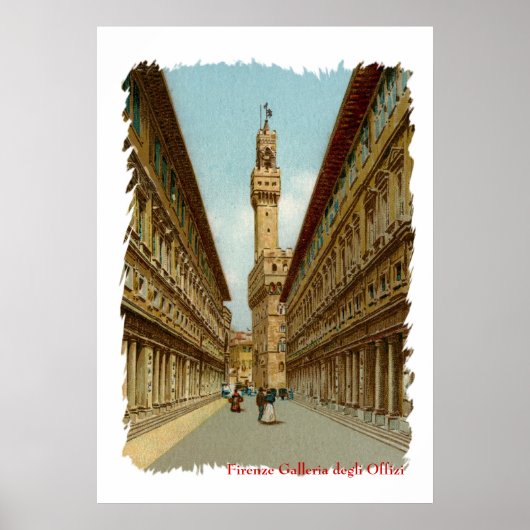Aquarelle Florence Uffizi Gallery Poster (Voorkant)