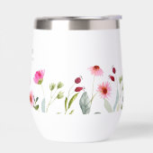 Aquarelle Flores roses Nom personnalisé Monogramme (Gauche)