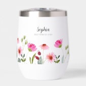 Aquarelle Flores roses Nom personnalisé Monogramme (Avant)