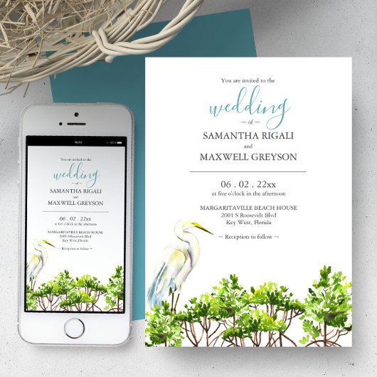 Aquarelle Floride Destination Mariages Invitations