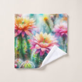Aquarelle Flower Cactus Succulents (Gant de toilette)